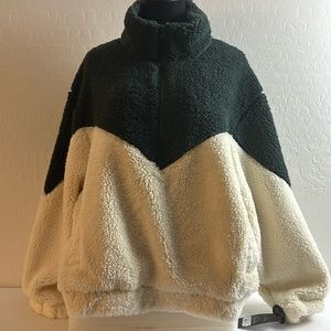 Kinesis  Plus Size Color Block Stand Collar Fleece Long Sleeve Half Zip …